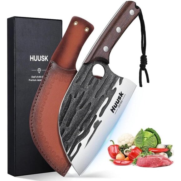 Upgraded Serbian Chef Knife-Japanese Meat Cleaver Knife for Meat Cutting Forged